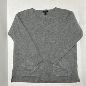 J.Crew Women's Charcoal Grey Long Sleeve 100% Merino Wool Sweater Warm L